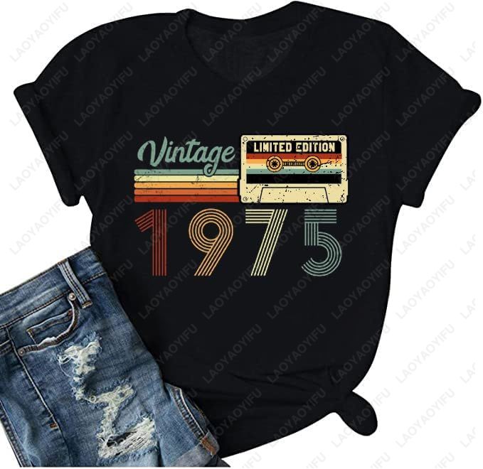 Vintage Fashion Meaning - خمر 1975 تي شيرت للنساء 50th