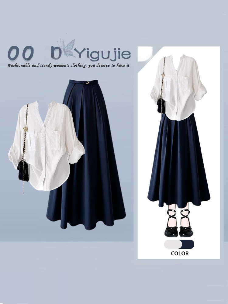 Vintage Fashion Collection - قميص كاجوال فضفاض بأكمام طويلة وياقة