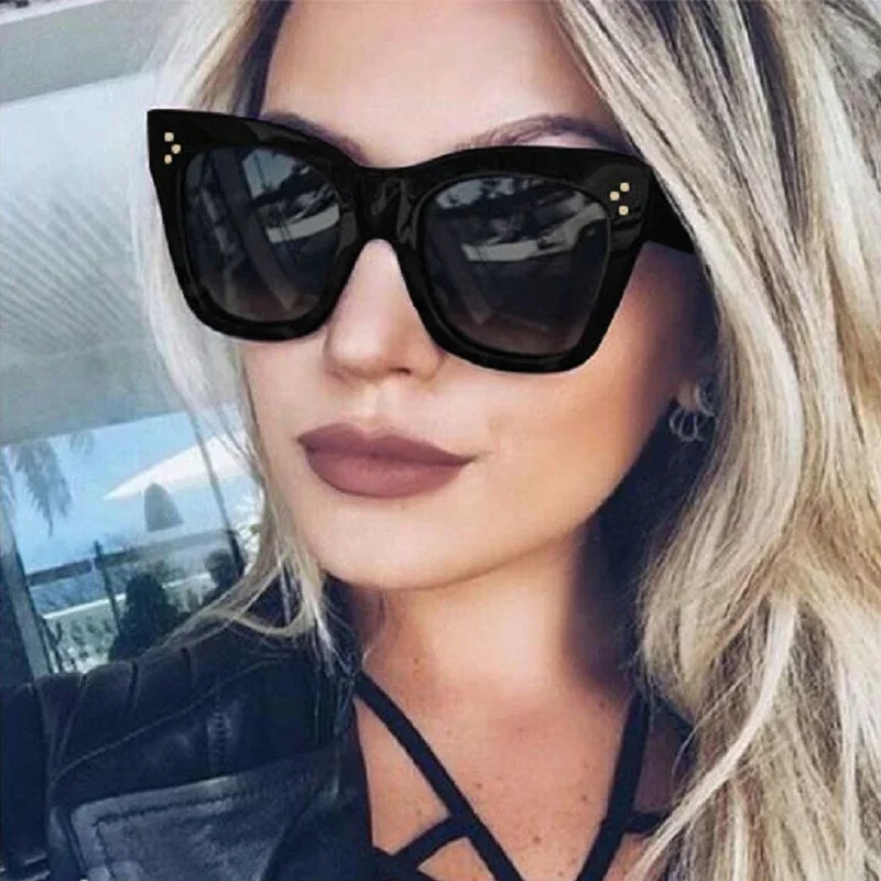 Vintage Fashion De - نظارات شمسية مربعة بتصميم ريترو للنساء