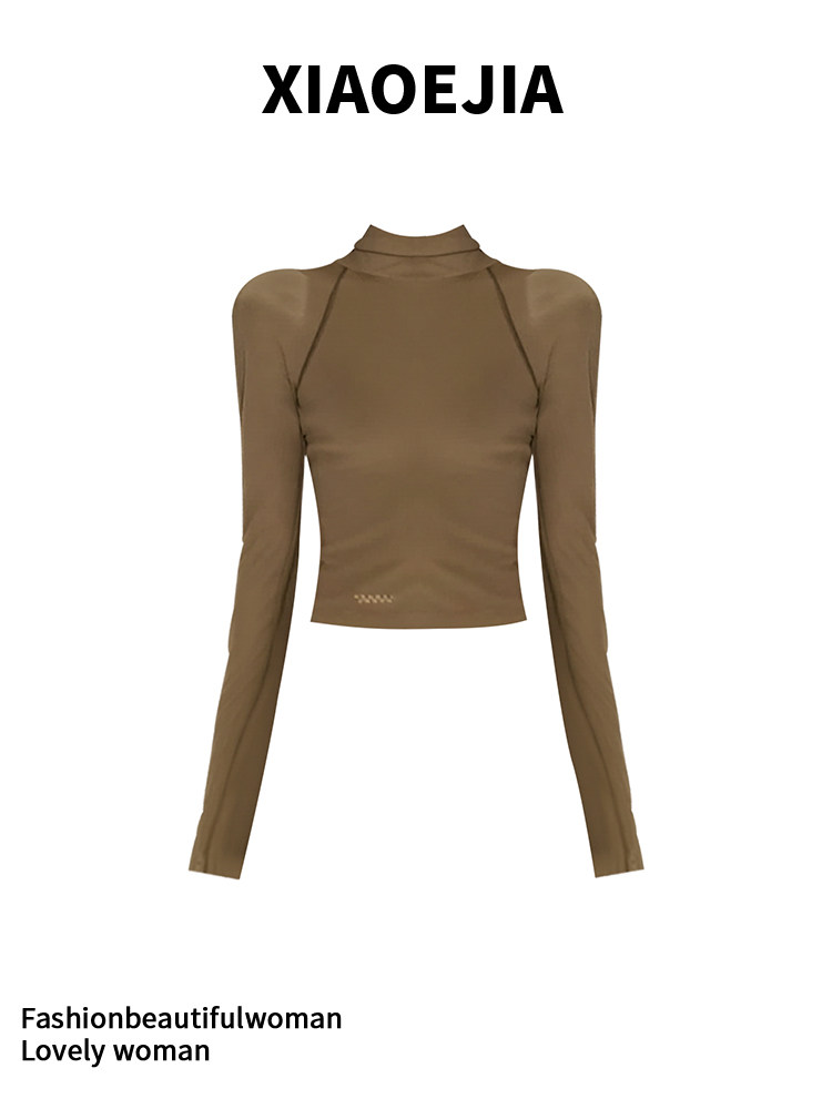 Turtleneck Knit 90S - تي شيرت نسائي أخضر بتصميم قوطي،