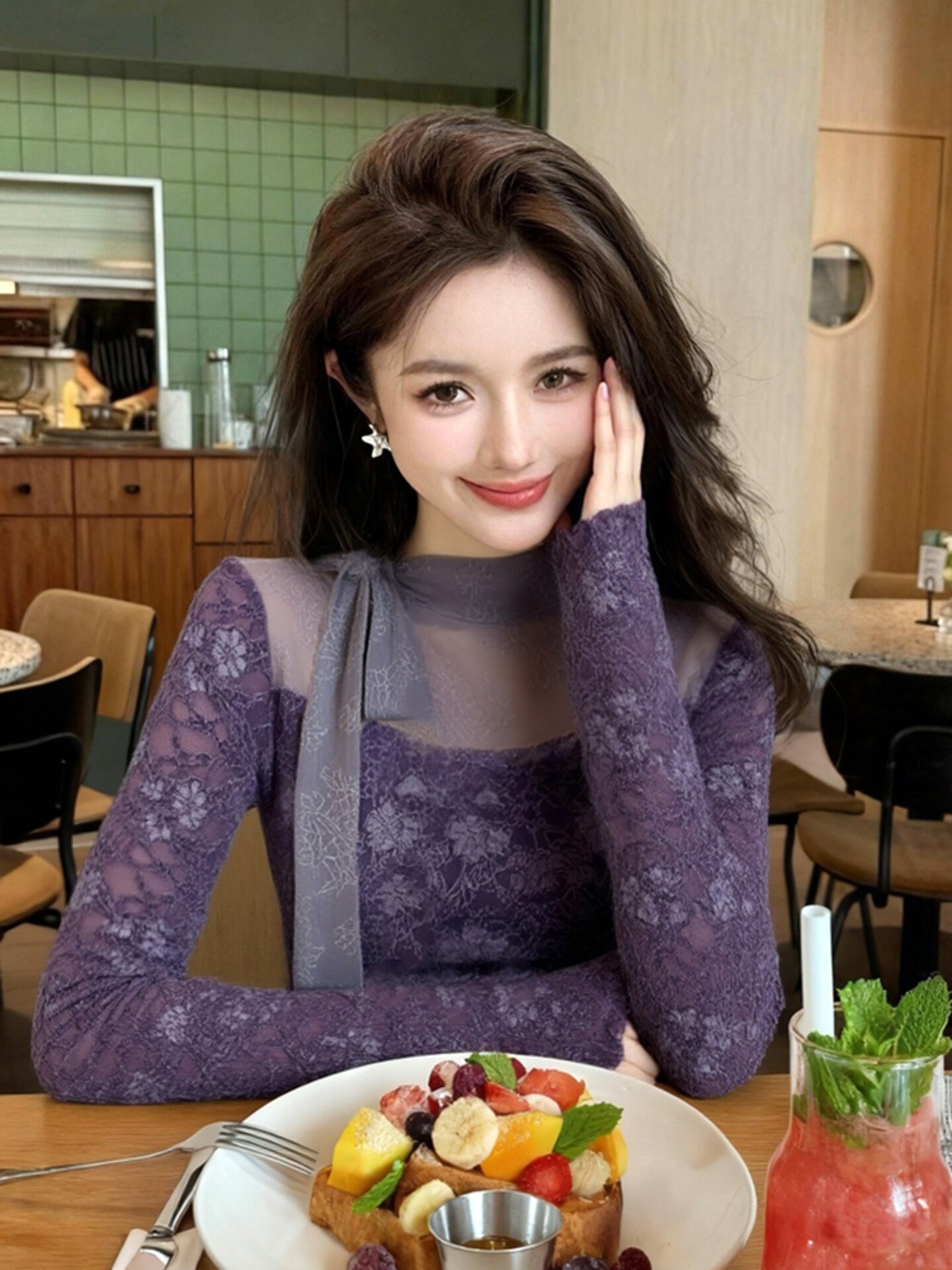 تي شيرت نسائي أرجواني بتصميم ق - مراجعة Turtleneck Knit 90S وسعره