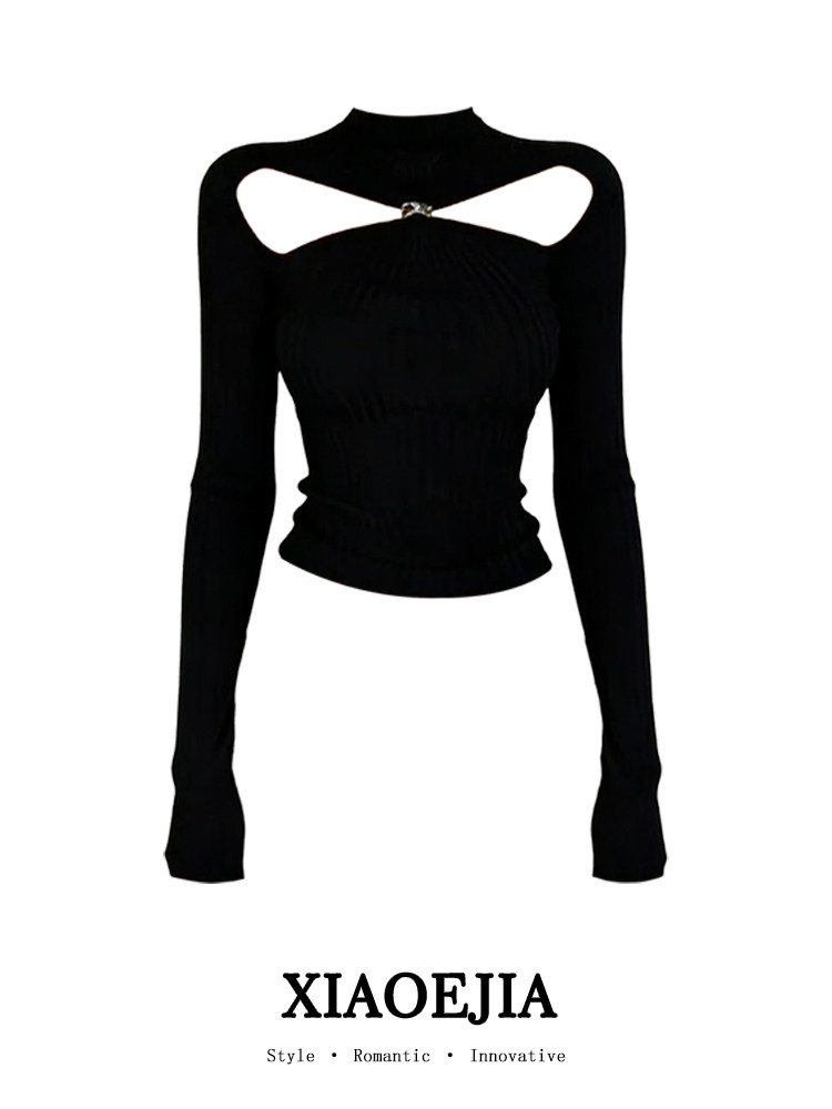 تي شيرت نسائي أسود بتصميم قوطي - مراجعة Turtleneck Knit 90S وسعره
