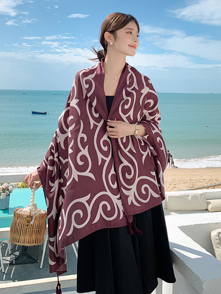 وشاح حريري بوهيمي مطبوع للنساء - مراجعة Vintage Fashion Hijab وسعره
